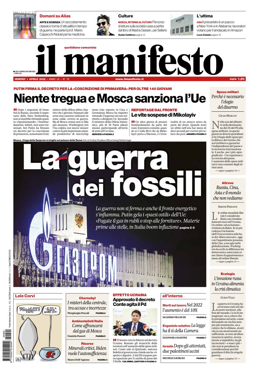 il manifesto del 01 aprile 2022