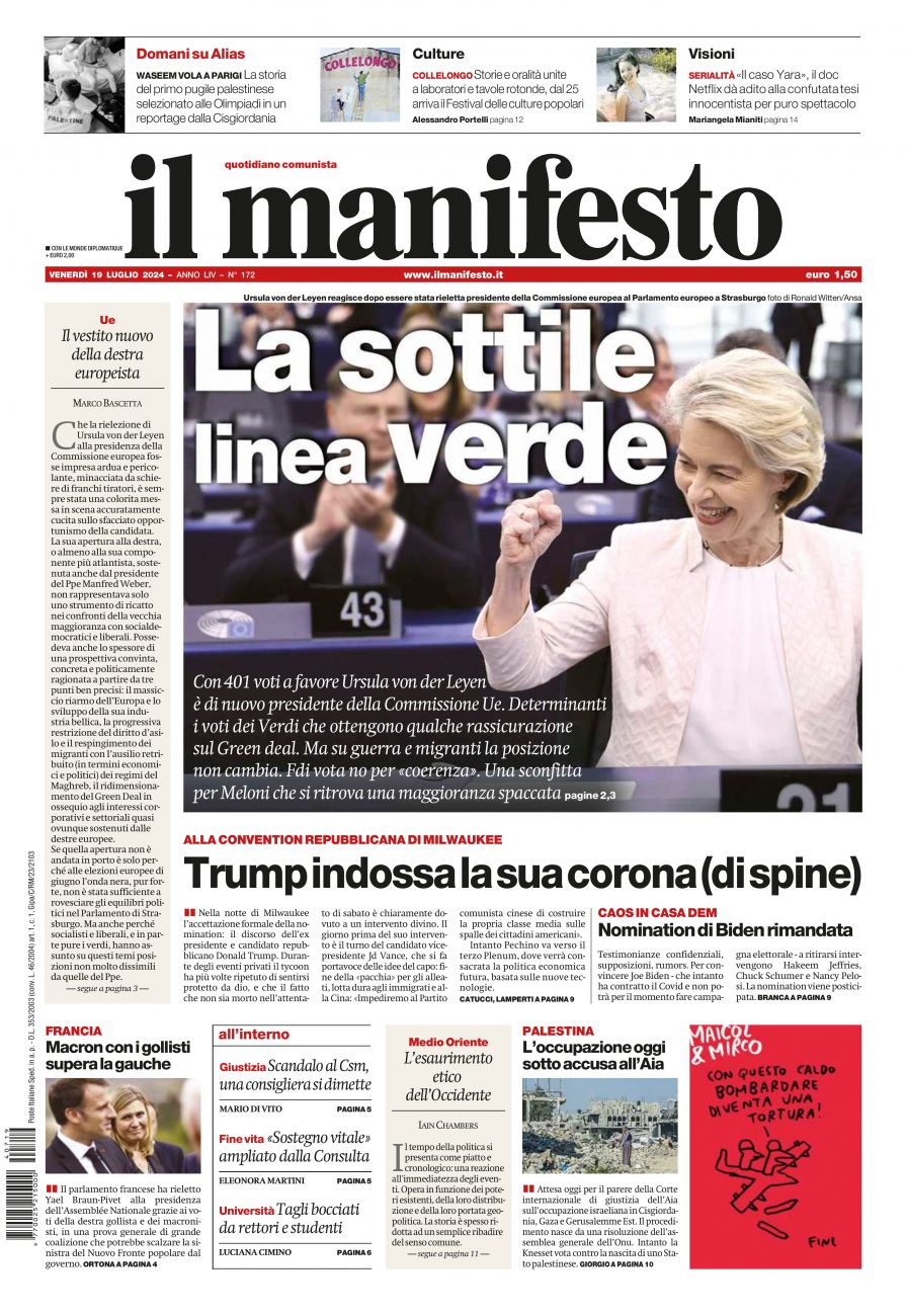 il manifesto del 19 luglio 2024