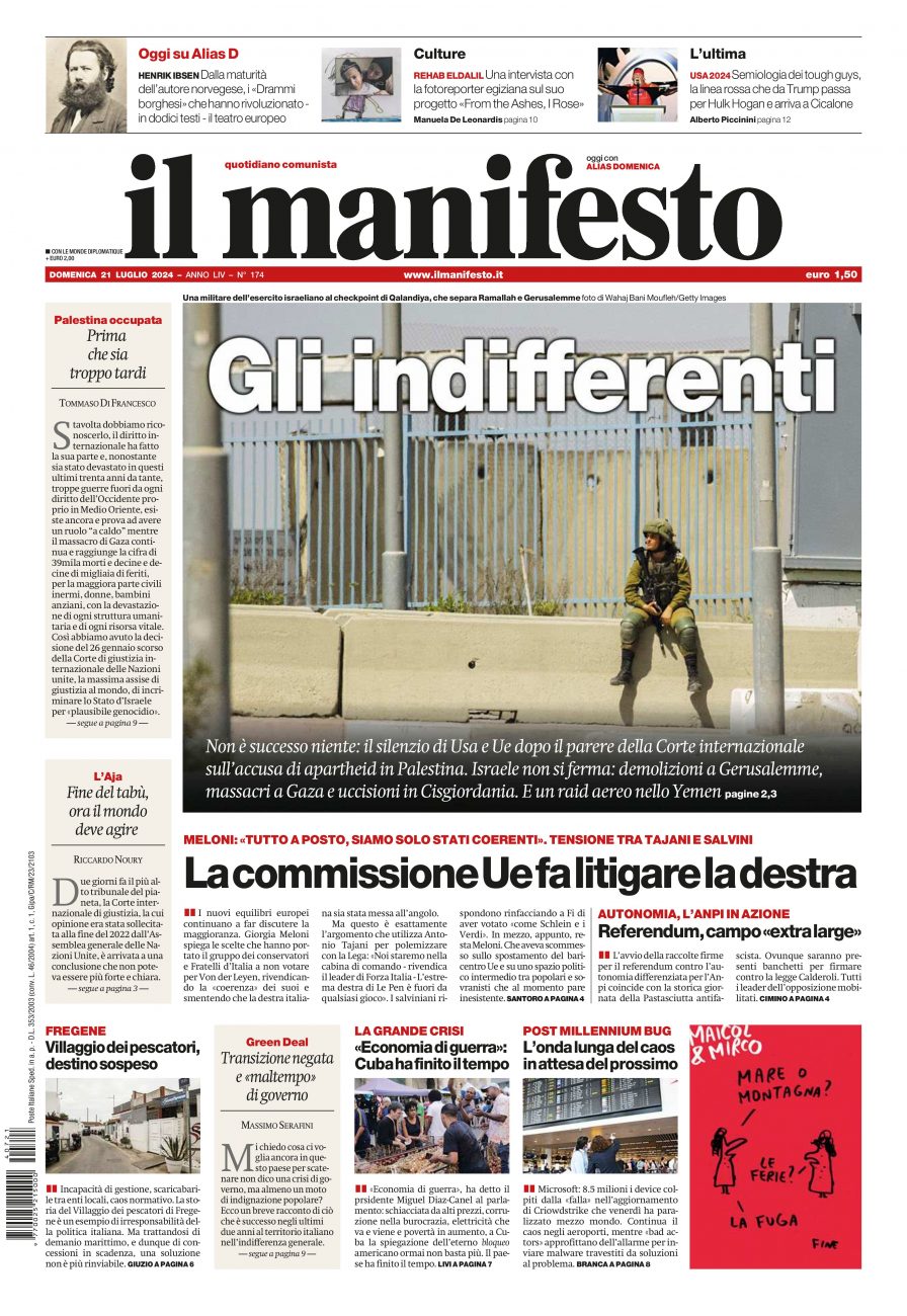 il manifesto del 21 luglio 2024