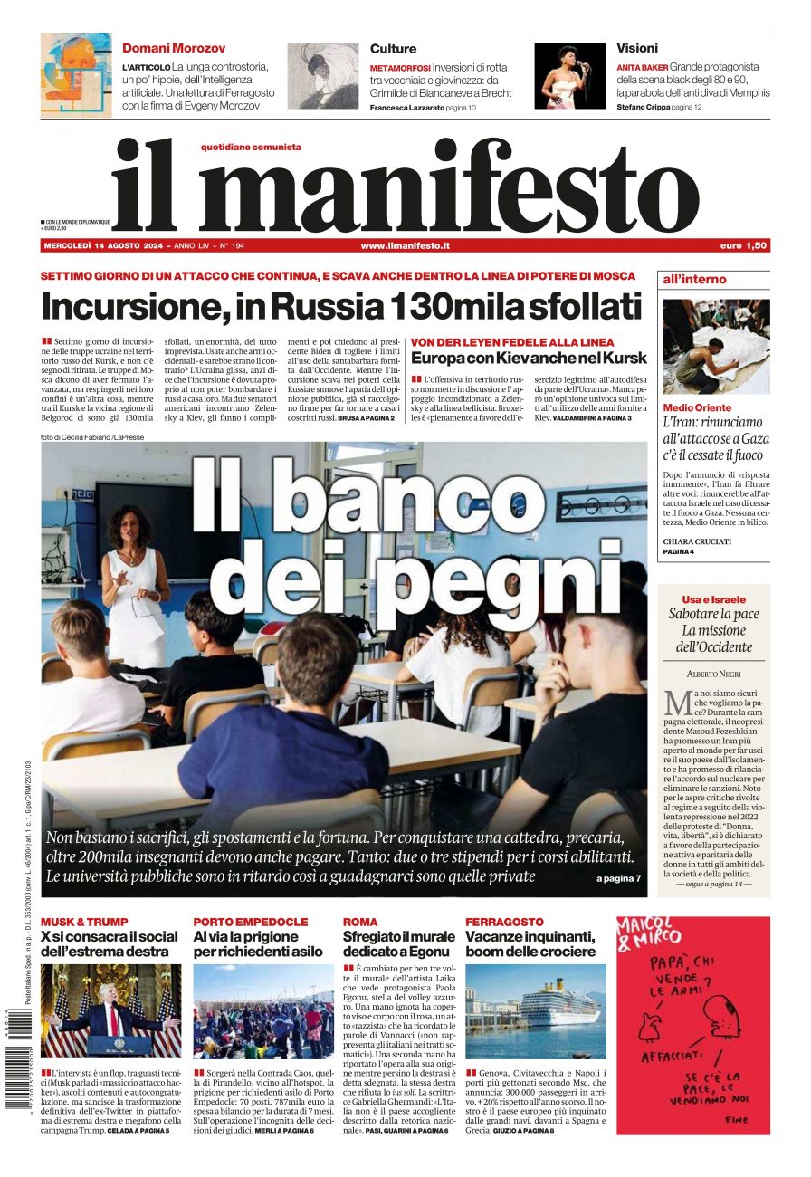 il manifesto del 14 agosto 2024