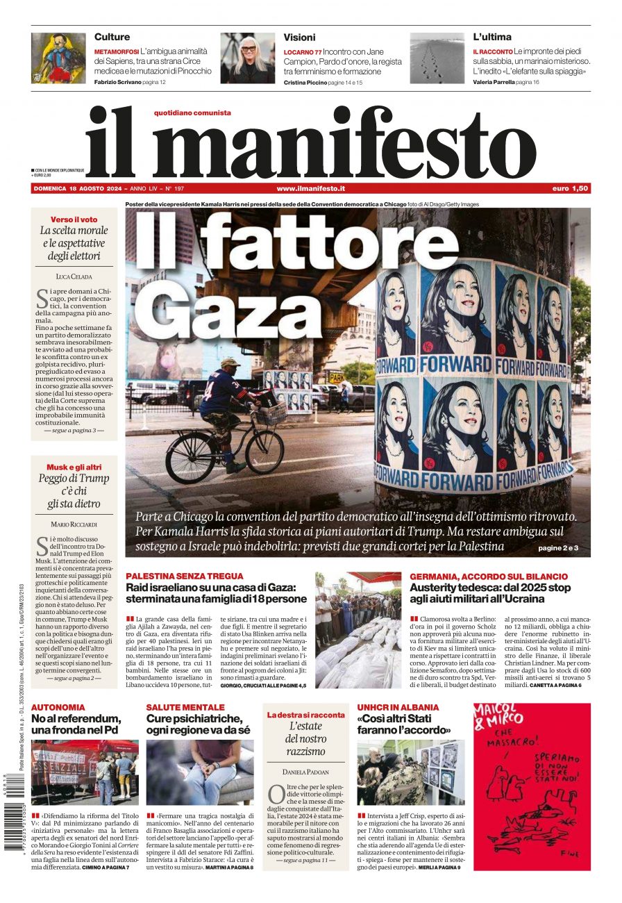 il manifesto del 18 agosto 2024