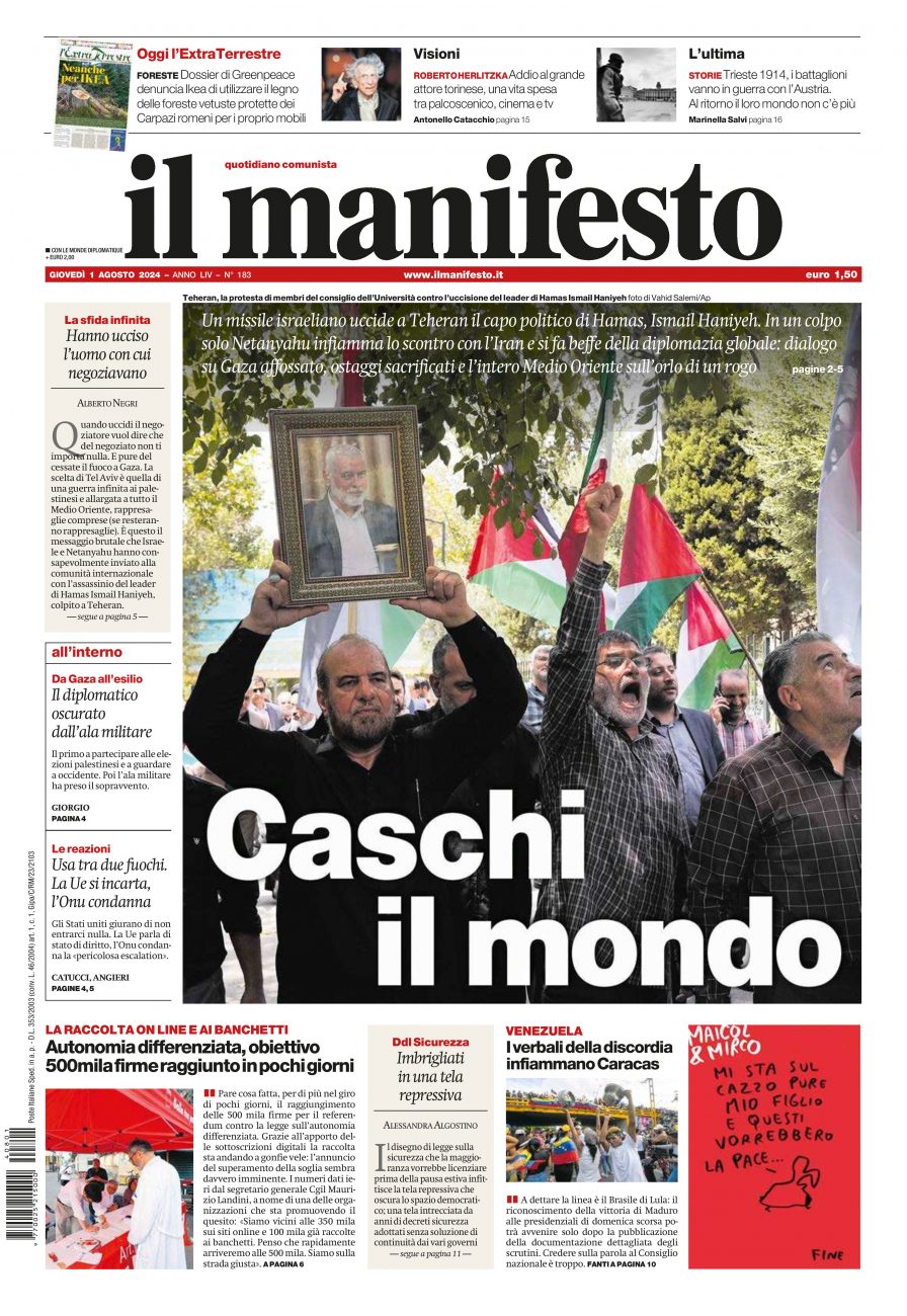 il manifesto del 01 agosto 2024