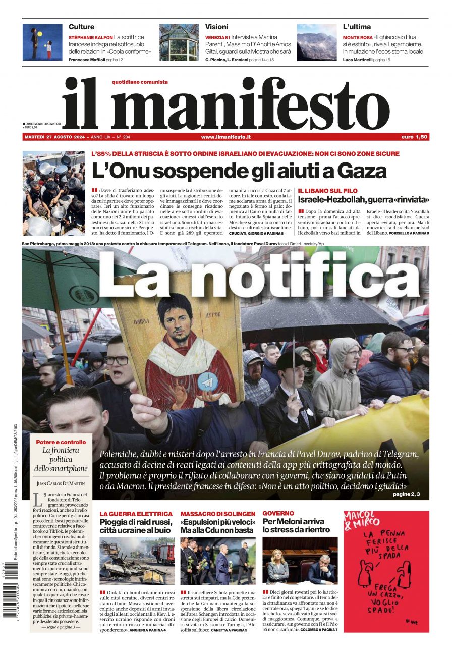 il manifesto del 27 agosto 2024