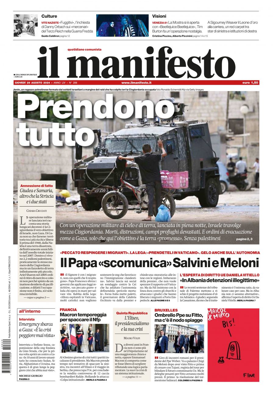 il manifesto del 29 agosto 2024