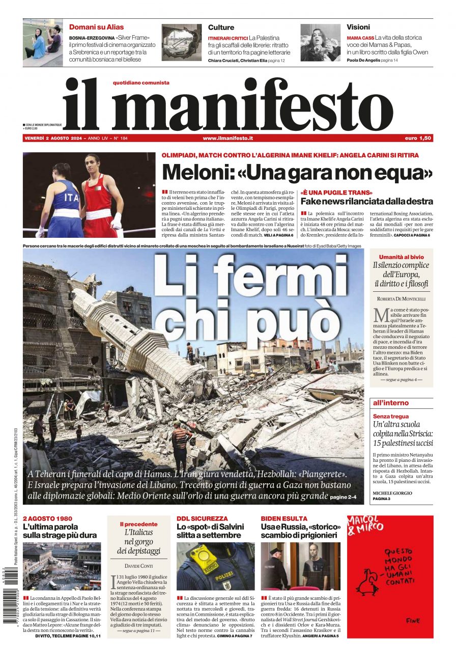 il manifesto del 02 agosto 2024