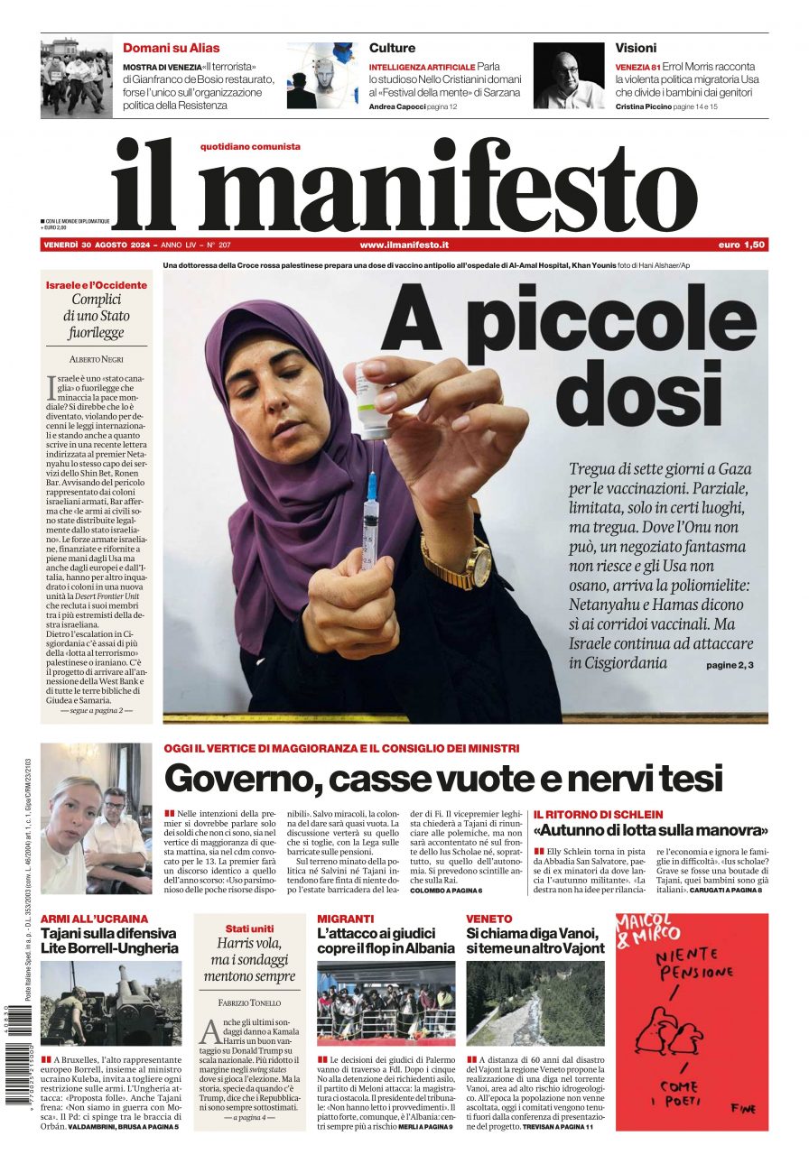 il manifesto del 30 agosto 2024