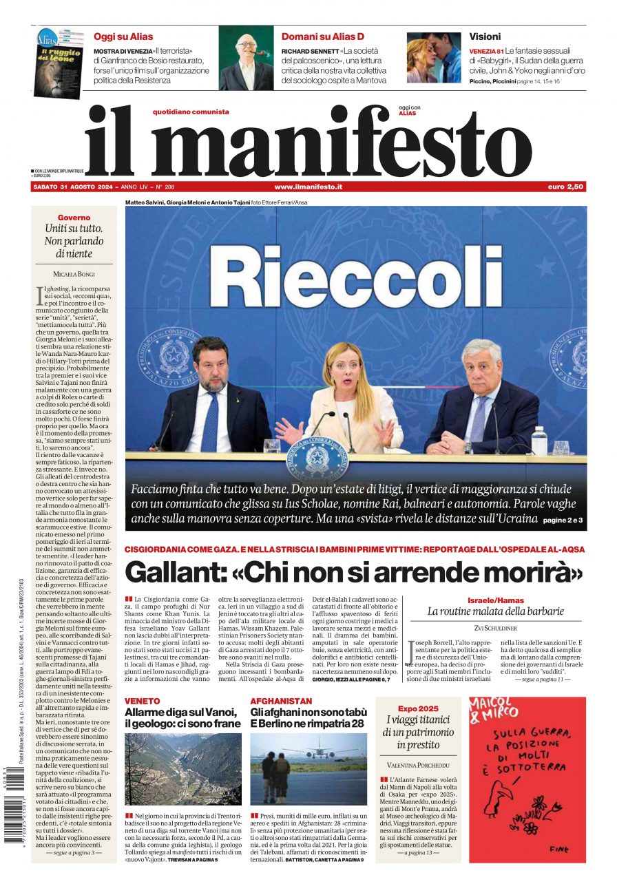 il manifesto del 31 agosto 2024