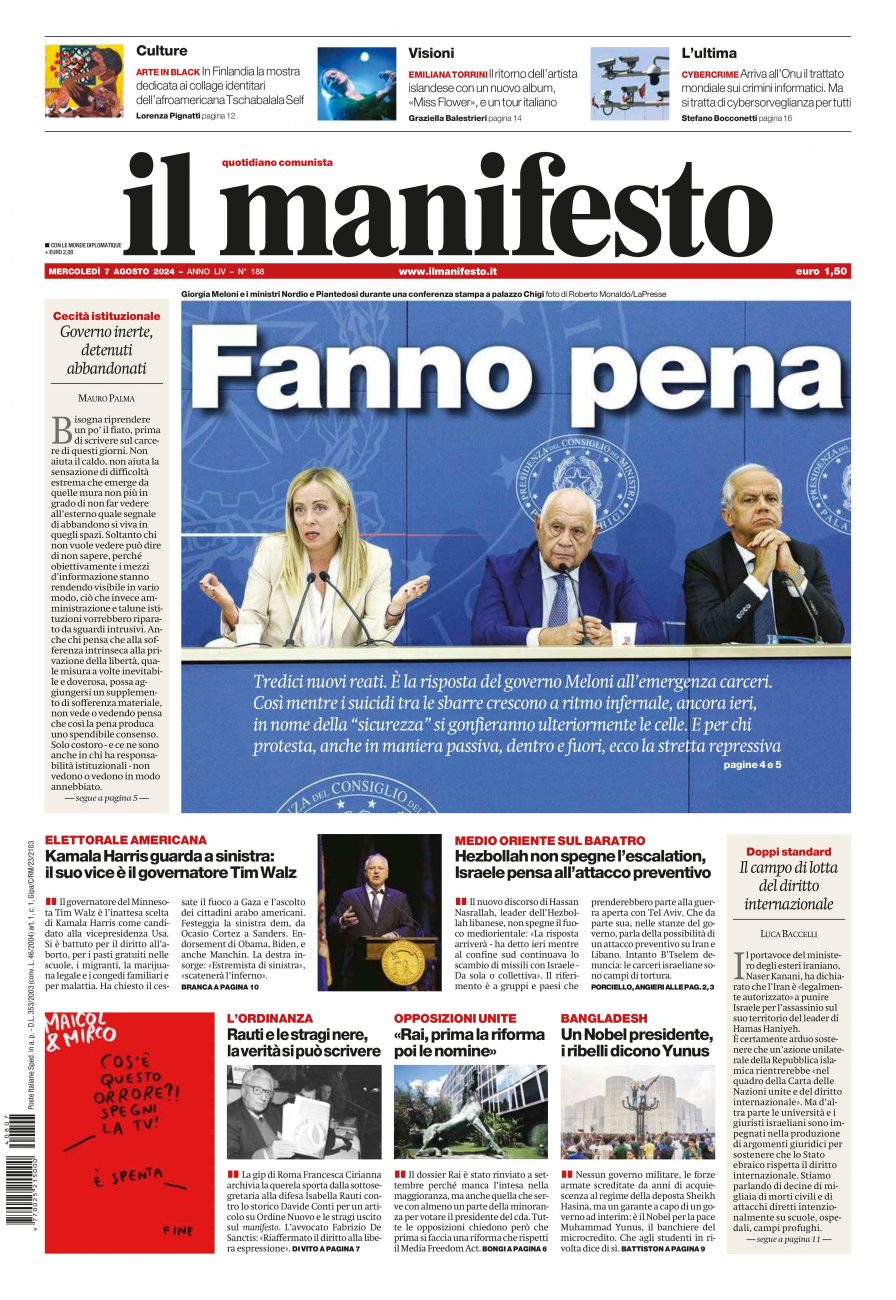 il manifesto del 07 agosto 2024