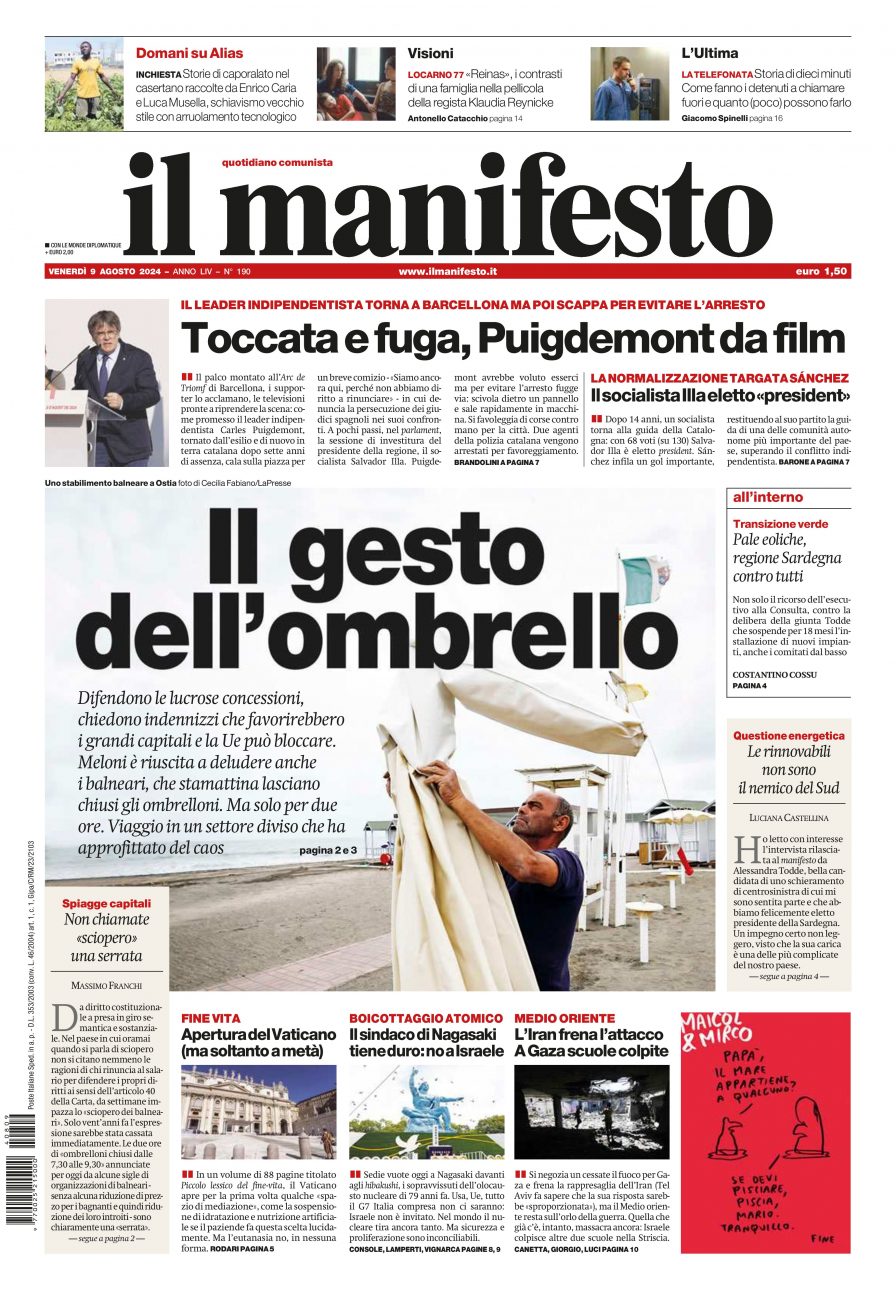 il manifesto del 09 agosto 2024