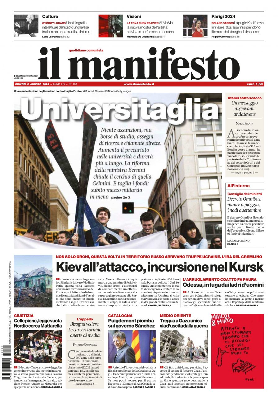 il manifesto del 08 agosto 2024