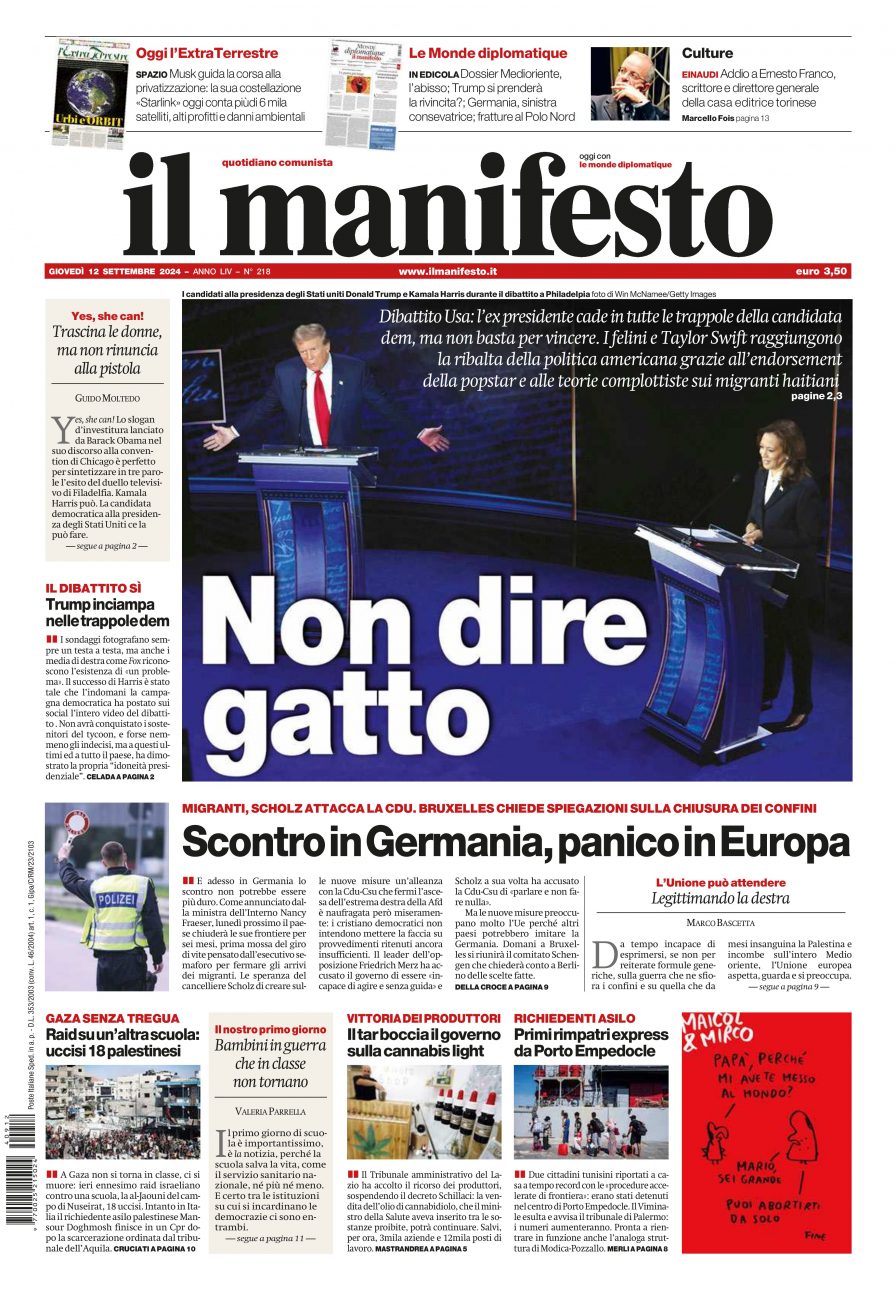 il manifesto del 12 settembre 2024