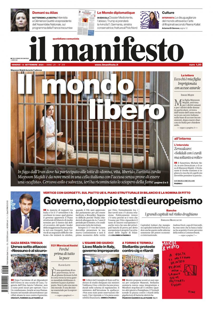 il manifesto del 13 settembre 2024