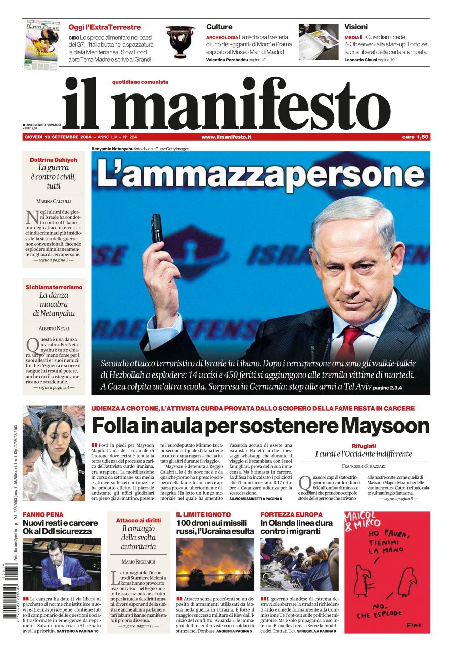 il manifesto del 19 settembre 2024