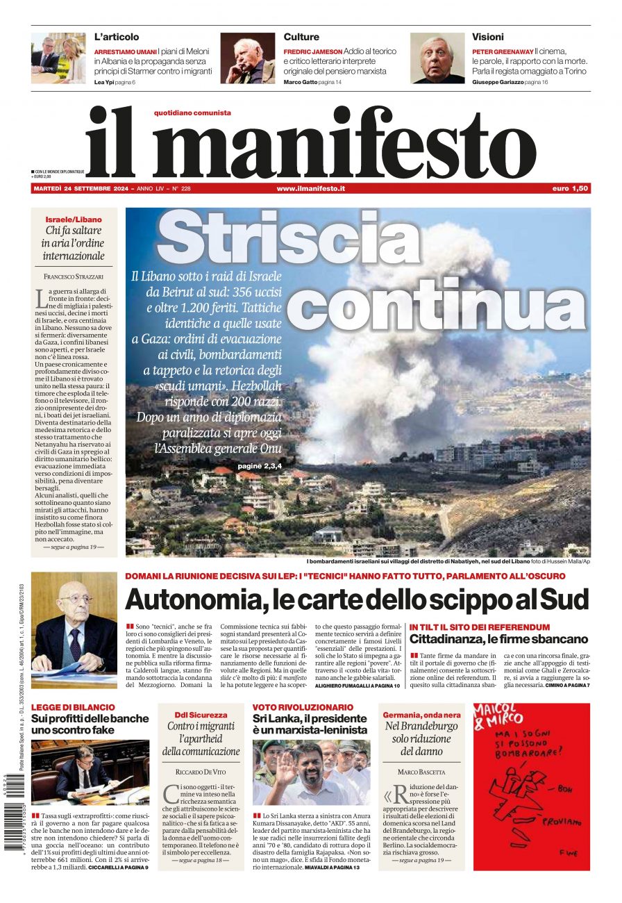 il manifesto del 24 settembre 2024