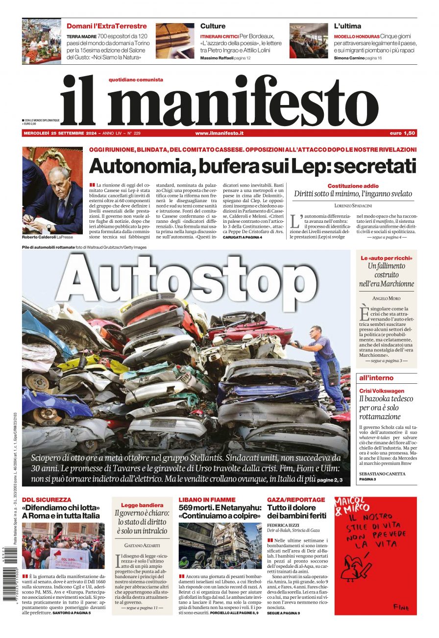 il manifesto del 25 settembre 2024