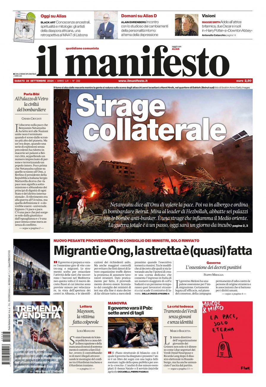 il manifesto del 28 settembre 2024