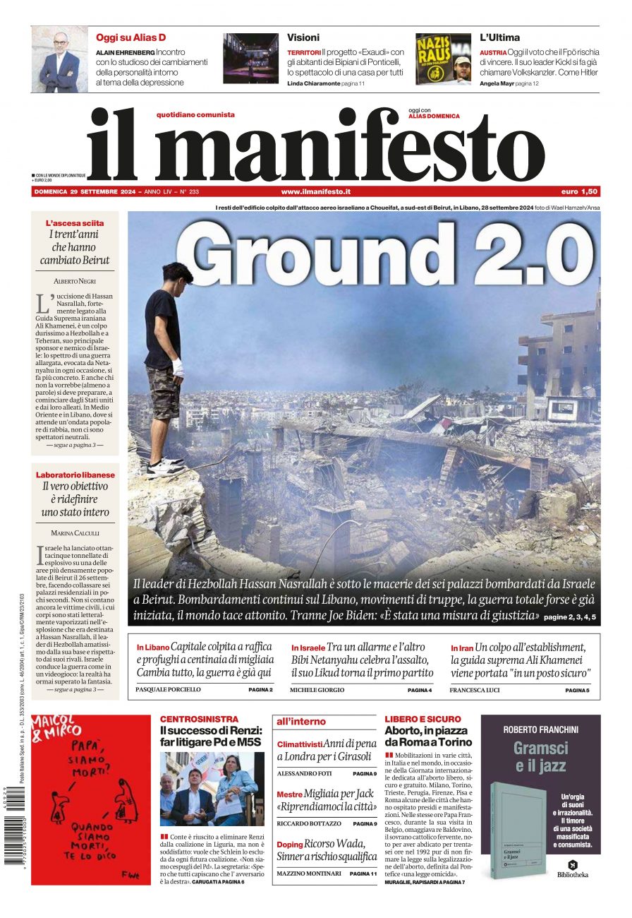 il manifesto del 29 settembre 2024