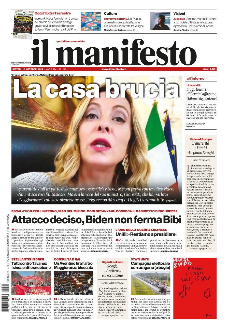 il manifesto del 10 ottobre 2024