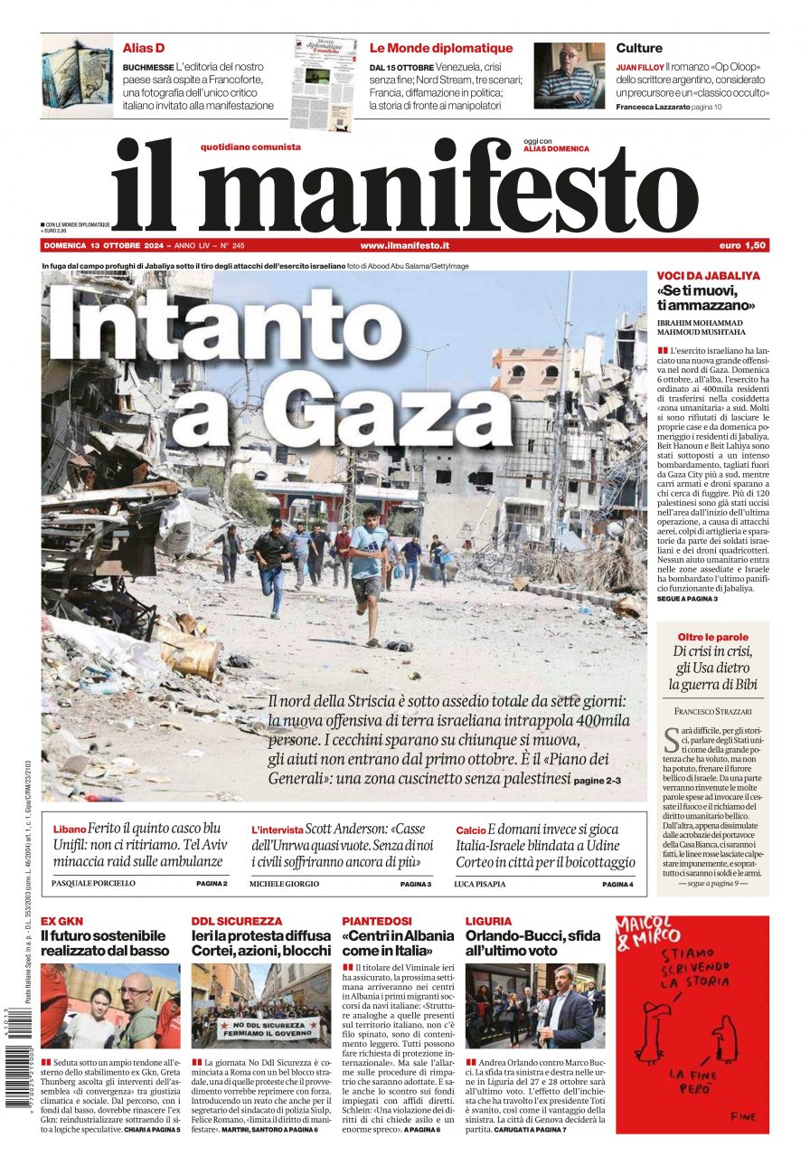 il manifesto del 13 ottobre 2024