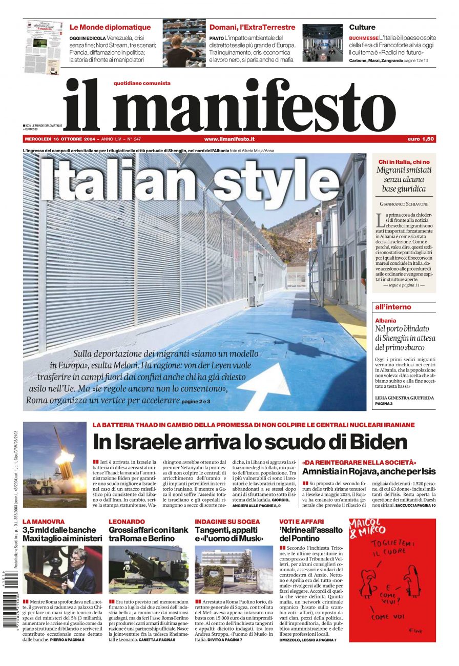 il manifesto del 16 ottobre 2024