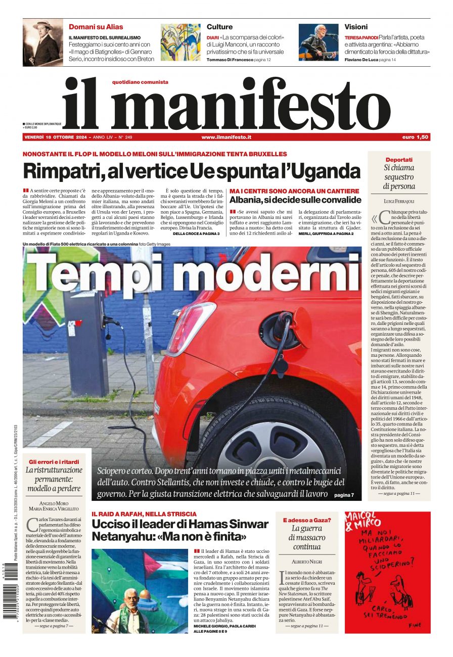 il manifesto del 18 ottobre 2024