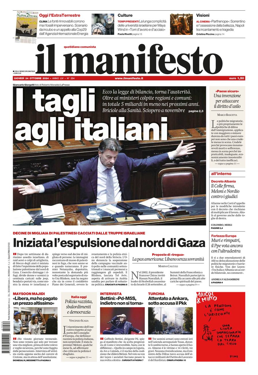 il manifesto del 24 ottobre 2024