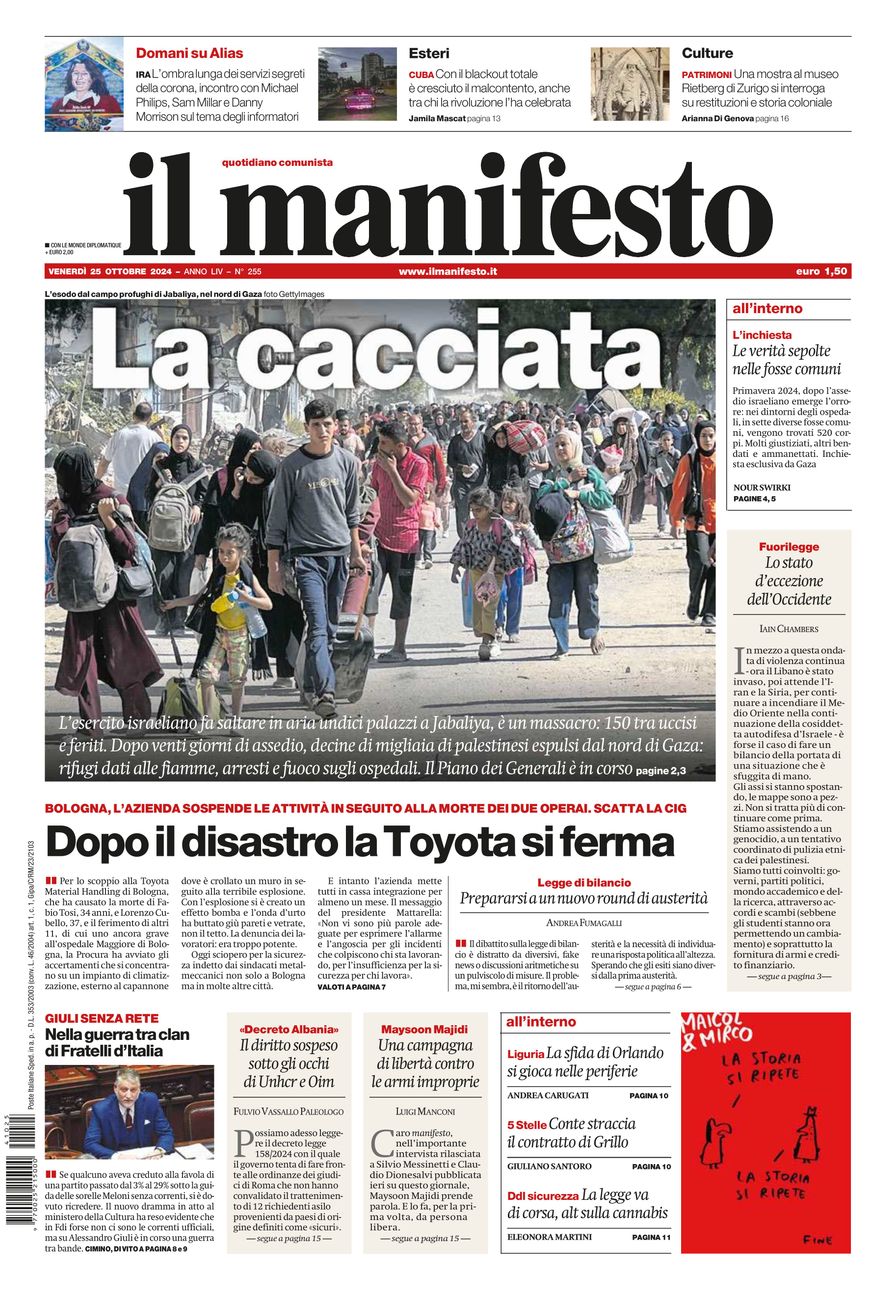 il manifesto del 25 ottobre 2024