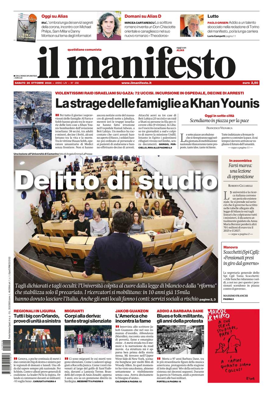 il manifesto del 26 ottobre 2024