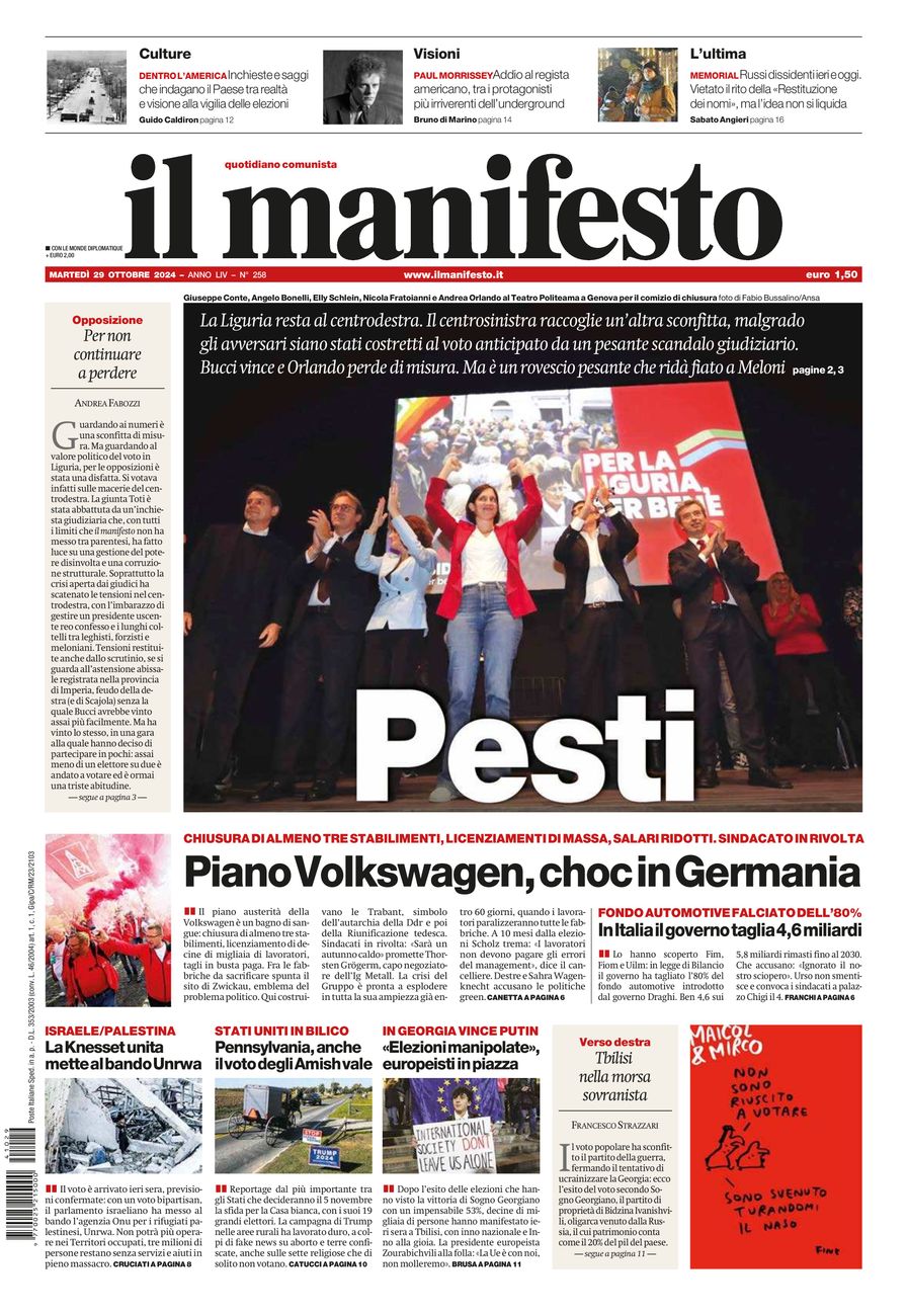 il manifesto del 29 ottobre 2024