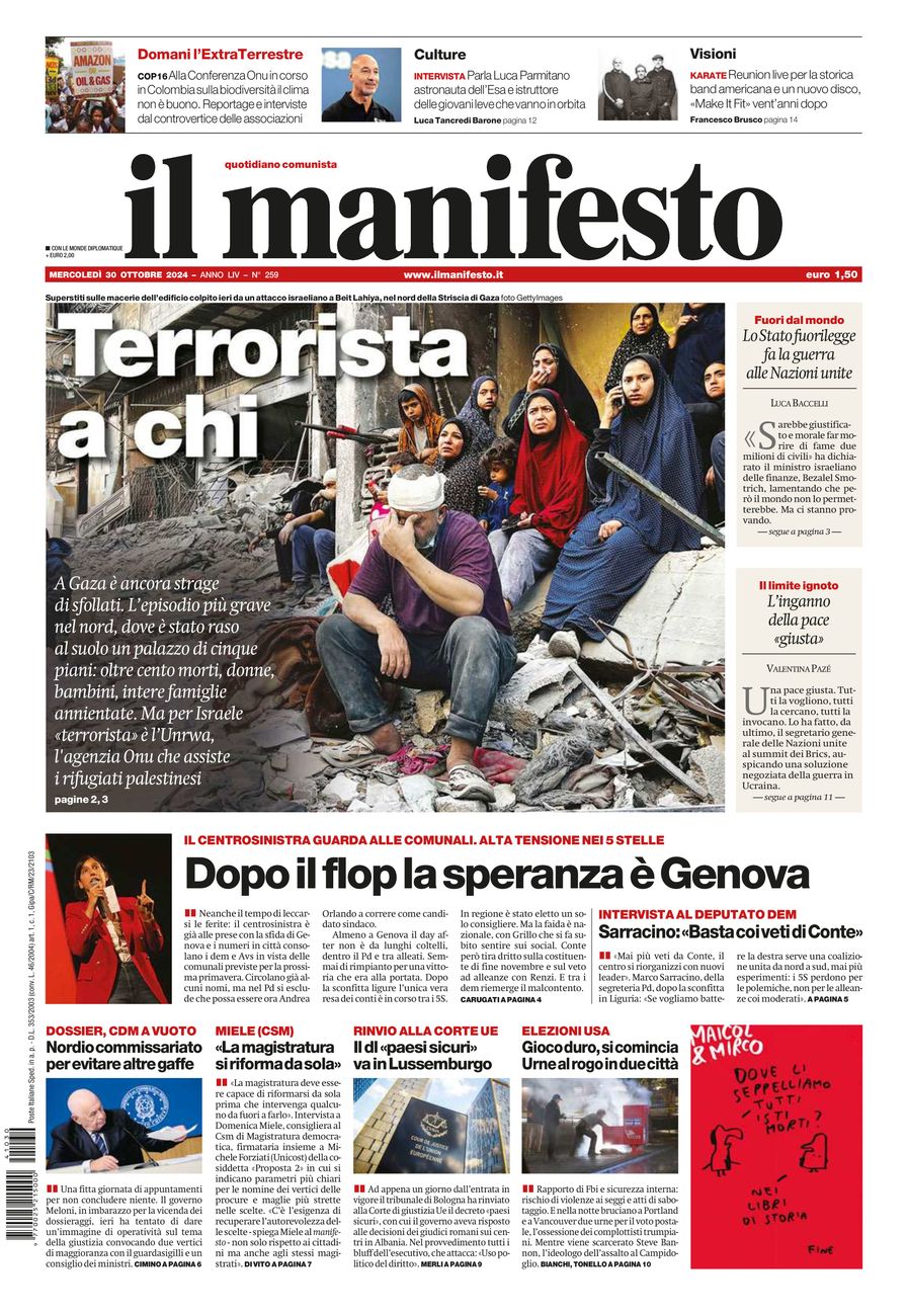 il manifesto del 30 ottobre 2024