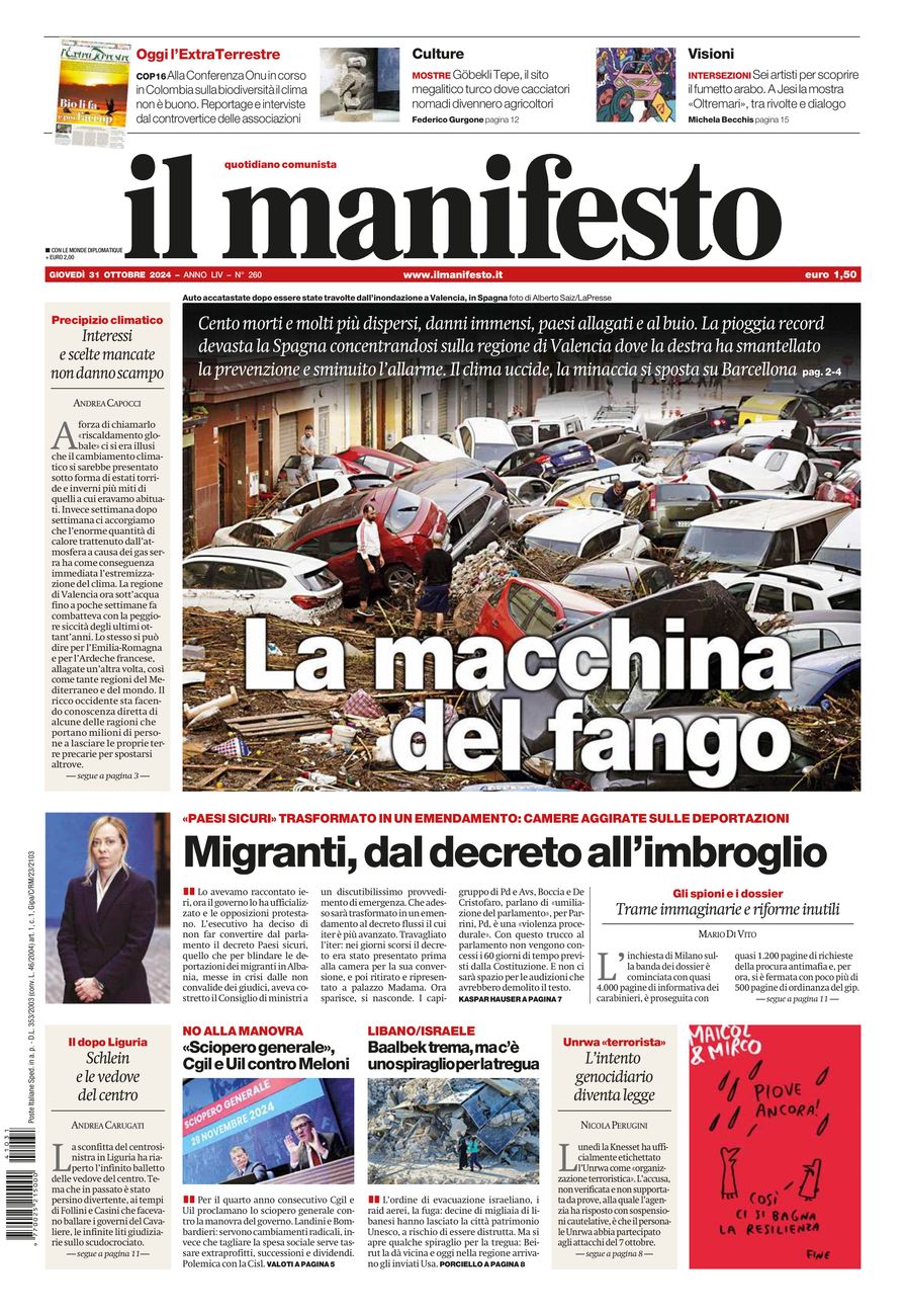 il manifesto del 31 ottobre 2024