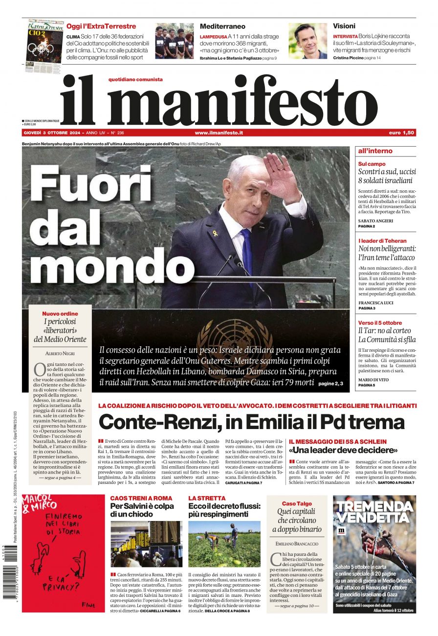 il manifesto del 03 ottobre 2024