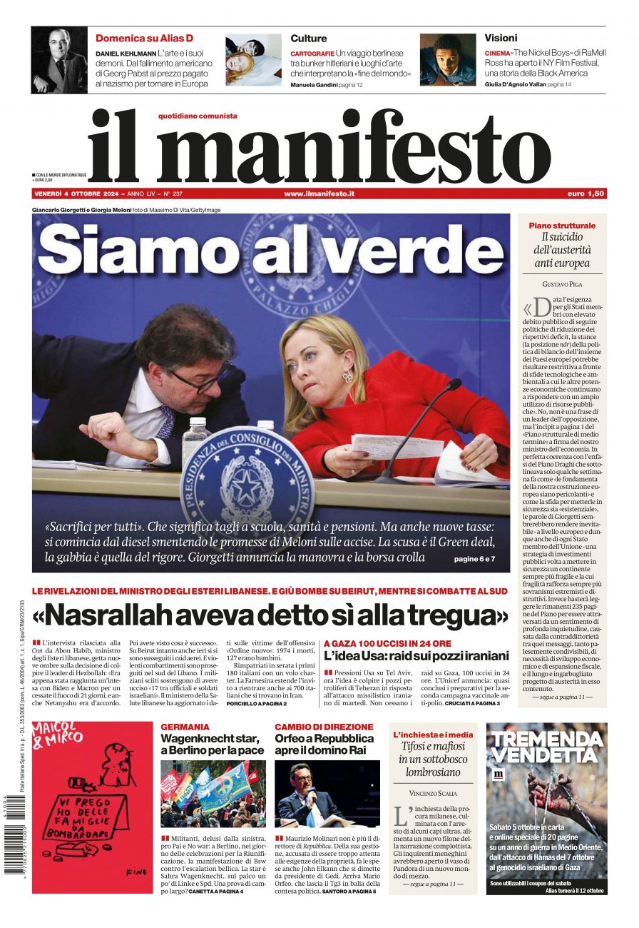 il manifesto del 04 ottobre 2024