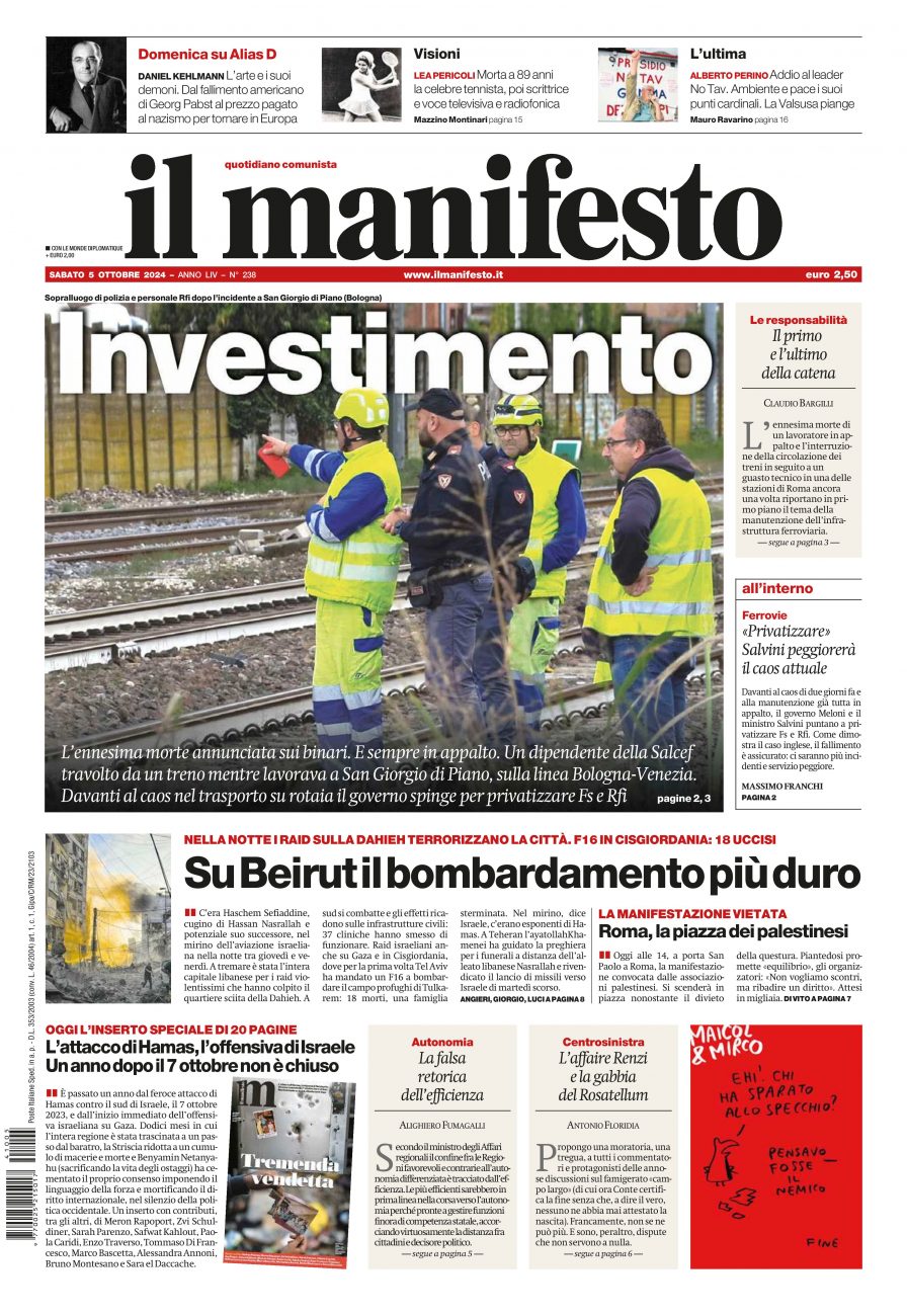 il manifesto del 05 ottobre 2024