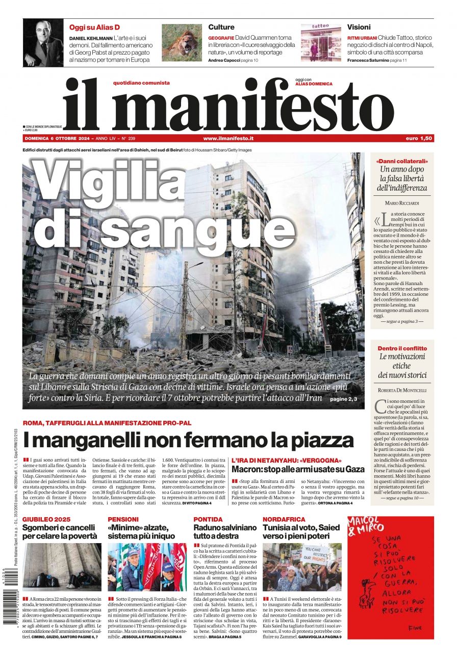 il manifesto del 06 ottobre 2024